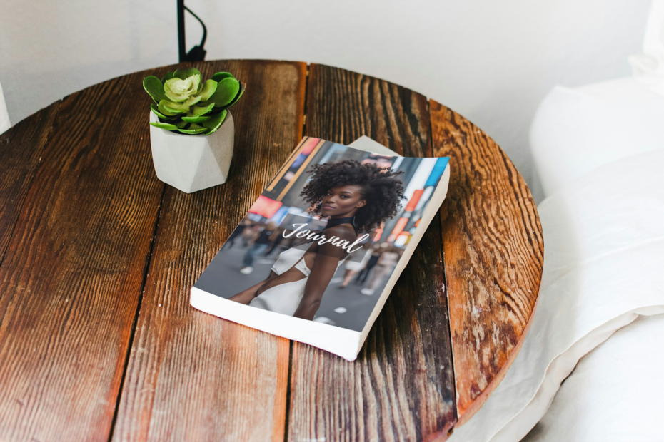 Black Woman Street Style Notebook Journal on a table
