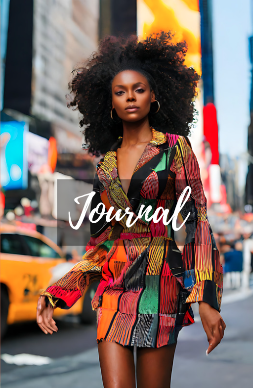 Black Woman Street Style with curly hair wearing a colorful dress